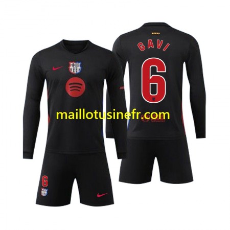 Maillot de Foot FC Barcelone Gavi 6 Extérieur 2024-25 Manches Longues - Enfant